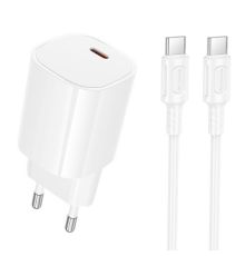 Зарядний пристрій Borofone BA103A 20W 3A USB-C з кабелем C-C white PLS-00-00169789