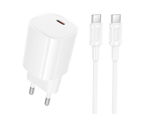 Зарядний пристрій Borofone BA103A 20W 3A USB-C з кабелем C-C white PLS-00-00169789