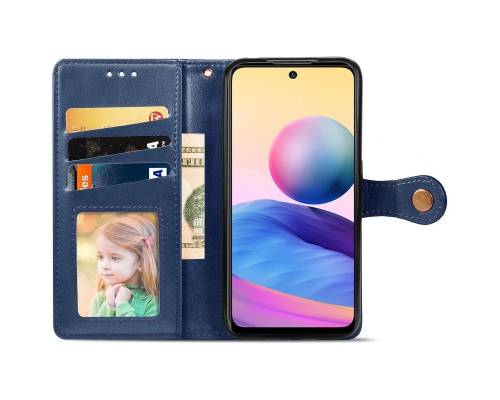 Чохол-книжка Leather GETMAN with card holder Xiaomi Redmi Note 14 Pro 4G blue PLS-00-00148414