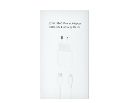 Зарядний пристрій Apple 20W 1USB-C з кабелем Lightning (NO LOGO) white PLS-00-00114810