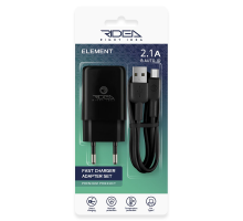 Зарядний пристрій Ridea RW-11211 Element 10.5W 2.1A 1USB-A з кабелем Type-C black PLS-00-00123680