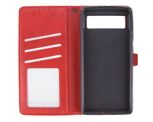 Чохол-книжка Leather GETMAN with card holder Google Pixel 7 red PLS-00-00128760