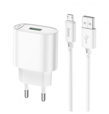 Зарядний пристрій Hoco C109A 18W 3A 1USB-A з кабелем Micro USB white PLS-00-00102658