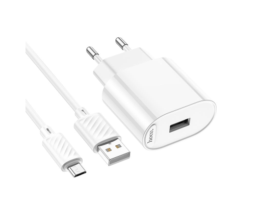 Зарядний пристрій Hoco C109A 10.5W 2.1A USB-A з кабелем Micro USB white PLS-00-00149131