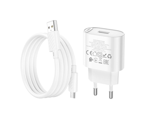 Зарядний пристрій Hoco C109A 10.5W 2.1A USB-A з кабелем Micro USB white PLS-00-00149131