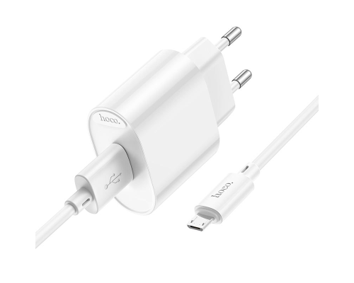 Зарядний пристрій Hoco C109A 10.5W 2.1A USB-A з кабелем Micro USB white PLS-00-00149131