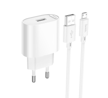 Зарядний пристрій Hoco C109A 10.5W 2.1A USB-A з кабелем Micro USB white PLS-00-00149131