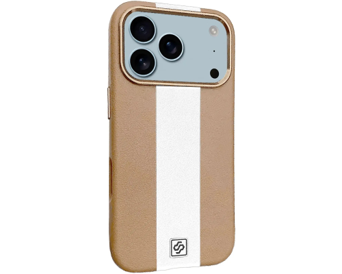 Чохол шкіряний Rally with Magnetic для iPhone 17 Pro Max beige white PLS-00-00160027