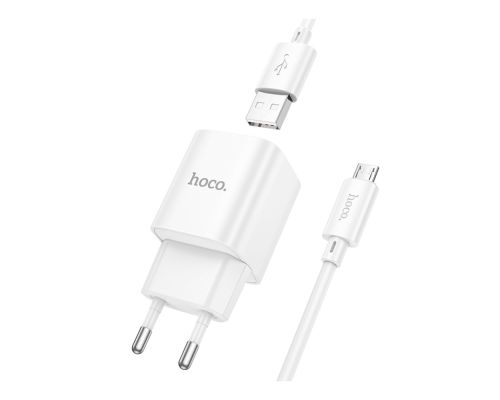 Зарядний пристрій Hoco C145A 18W 3A 1USB-A з кабелем Micro USB white PLS-00-00141175