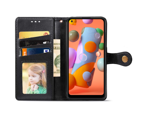 Чохол-книжка Leather GETMAN with card holder Samsung A115 Galaxy A11 black PLS-00-00088232