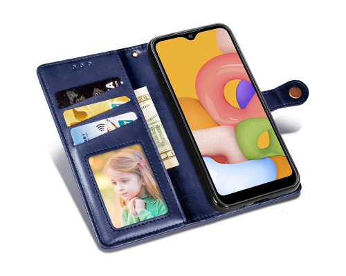 Чохол-книжка Leather GETMAN with card holder Samsung A225 Galaxy A22 blue PLS-00-00086132