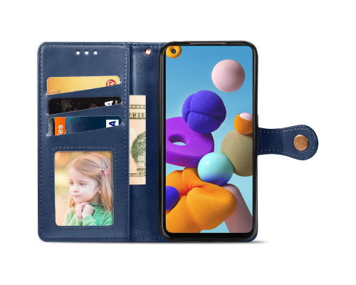 Чохол-книжка Leather GETMAN with card holder Samsung A217 Galaxy A21s blue PLS-00-00086121