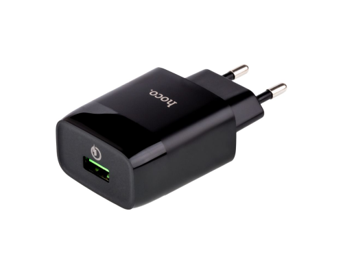 Зарядний пристрій Hoco C72Q 18W 3A 1USB-A з кабелем Type-C black PLS-00-00059567