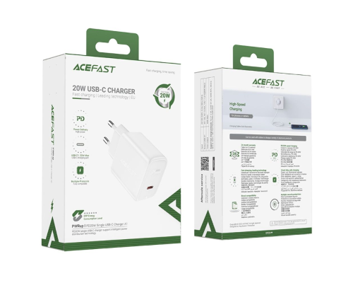 Зарядний пристрій Acefast A1 20W 3A USB-С white PLS-00-00101585