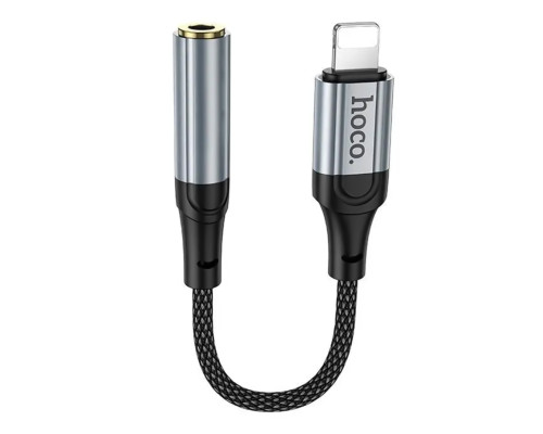 Перехідник Hoco LS36A iP to AUX 3.5mm (Female) 12cm Сірий ma38353_3668370