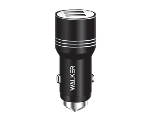 Автомобільний зарядний пристрій (адаптер) WALKER WCR-21 2USB 1.0А / 2.4A black TPS-2710000139829