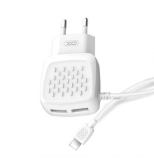 Мережевий зарядний пристрій (адаптер) 2в1 XO L51 2USB / 2.1A + Data Cabel USB to Lightning white