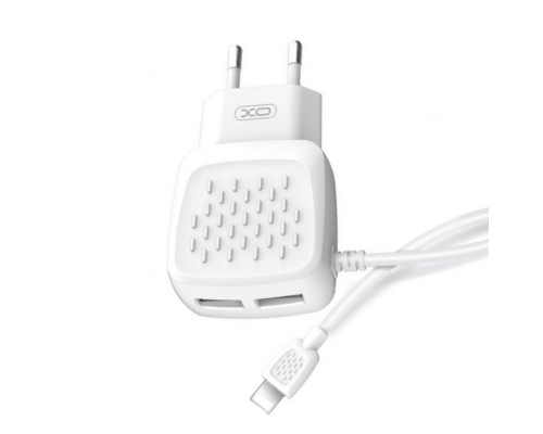 Мережевий зарядний пристрій (адаптер) 2в1 XO L51 2USB / 2.1A + Data Cabel USB to Lightning white