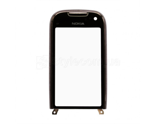 Тачскрін (сенсор) для Nokia C7 з рамкою grey/brown Original Quality