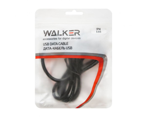 Кабель USB WALKER 110 iPhone 4 black (тех.пак)