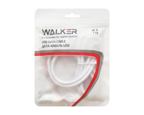 Кабель USB WALKER 110 iPhone 4 white (тех.пак)