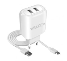 Мережевий зарядний пристрій (адаптер) 2в1 WALKER WH-27 2USB / 2.1A + Micro white TPS-2710000153962