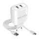 Мережевий зарядний пристрій (адаптер) 2в1 WALKER WH-27 2USB / 2.1A + Micro white TPS-2710000153962