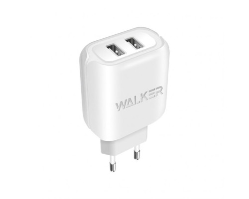 Мережевий зарядний пристрій (адаптер) 2в1 WALKER WH-27 2USB / 2.1A + Micro white TPS-2710000153962