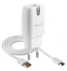 Мережевий зарядний пристрій (адаптер) 2в1 WALKER WH-21 1USB / 2.1A + Type-C white TPS-2710000176756