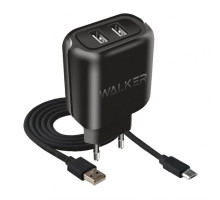 Мережевий зарядний пристрій (адаптер) 2в1 WALKER WH-27 2USB / 2.1A + Micro black TPS-2710000153955