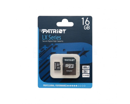 Карта пам'яті Patriot LX Series MicroSDHC 16GB Class 10 UHS-I + SD-адаптер TPS-2710000224495