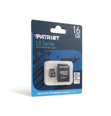 Карта пам'яті Patriot LX Series MicroSDHC 16GB Class 10 UHS-I + SD-адаптер TPS-2710000224495