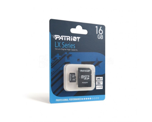 Карта пам'яті Patriot LX Series MicroSDHC 16GB Class 10 UHS-I + SD-адаптер TPS-2710000224495