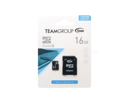 Карта пам'яті Team MicroSDHC 16GB Class 10 + SD-адаптер (TUSDH16GCL1003)