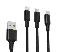 Кабель USB 3в1 XO NB173 Type-C/Micro/Lightning 2.4A 1.2м black