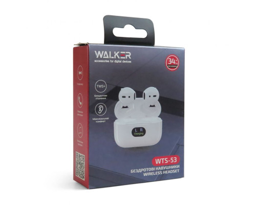 Навушники Bluetooth WALKER WTS-53 white/silver