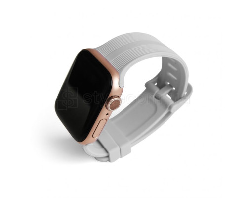 Ремінець для Apple Watch Sport Band рифлений 38/40мм S/M light grey / світло-сірий (1) TPS-2710000227885