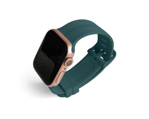 Ремінець для Apple Watch Sport Band рифлений 38/40мм S/M dark green / сіро-зелений(14)