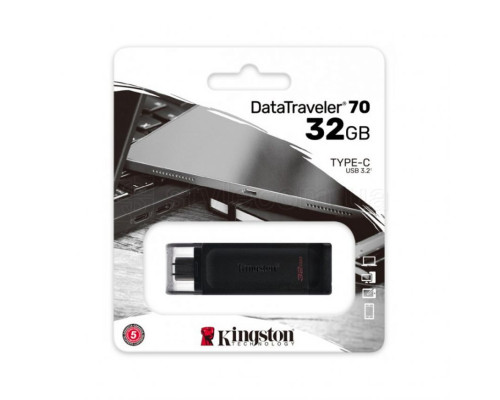 Флеш-пам'ять USB3.2 Kingston DataTraveler 70 32GB Type-C Black (DT70/32GB) TPS-2710000234449