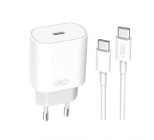 Мережевий зарядний пристрій (адаптер) 2в1 XO L91 PD_25W + Data Cable Type-C to Type-C white TPS-2710000235408 2710000235408