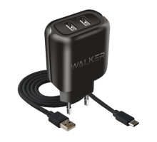 Мережевий зарядний пристрій (адаптер) 2в1 WALKER WH-27 2USB / 2.1A + Type-C black TPS-2710000236504