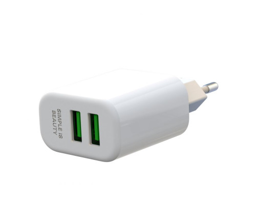 Мережевий зарядний пристрій (адаптер) XO L85C 2USB / 2.4A white