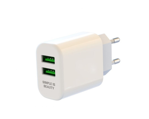 Мережевий зарядний пристрій (адаптер) 2в1 XO L85C 2USB / 2.4A + Data Cabel USB to Lightning white