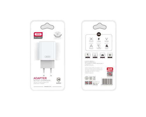 Мережевий зарядний пристрій (адаптер) 2в1 XO L93 1USB / 2.4A + Data Cable USB to Lightning white