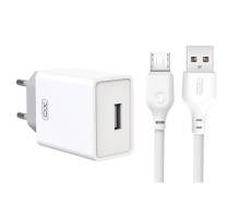 Мережевий зарядний пристрій (адаптер) 2в1 XO L93 1USB / 2.4A + Data Cabel USB to Micro white