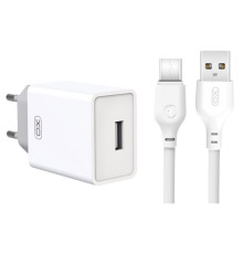 Мережевий зарядний пристрій (адаптер) 2в1 XO L93 1USB / 2.4A + Type-C white TPS-2710000237143