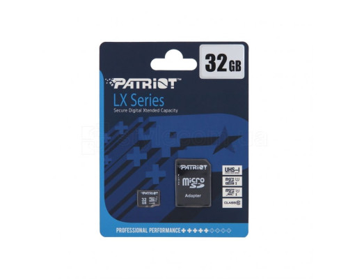 Карта пам'яті Patriot LX MicroSDHC 32GB Class 10 UHS-I + SD-адаптер (PSF32GMCSDHC10)