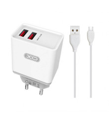 Мережевий зарядний пристрій (адаптер) 2в1 XO L31 2USB / 2.4A + Micro white