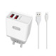 Мережевий зарядний пристрій (адаптер) 2в1 XO L31 2USB / 2.4A + Data Cabel USB to Lightning white