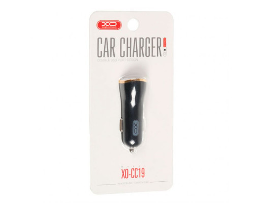 Автомобільний зарядний пристрій (адаптер) XO CC19 2USB / 2.4A black